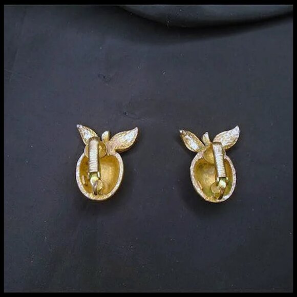 Vintage Sarah Coventry Apple Clip On Earrings, Retro Clipons - Picture 5 of 13